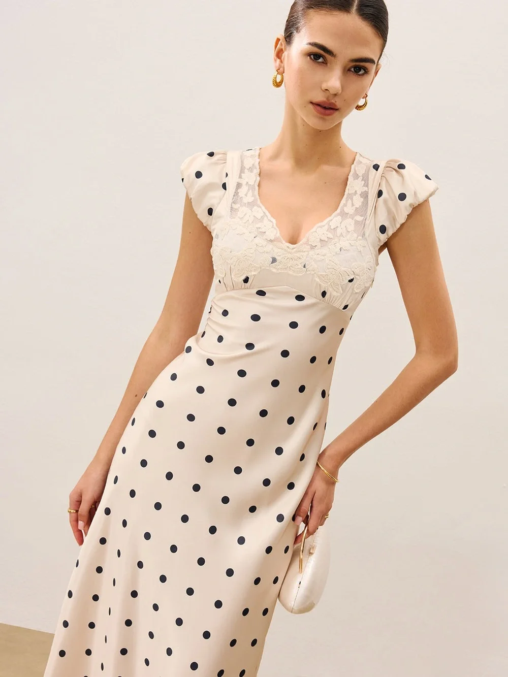 Commense Lace Trim Polka Dot Dress - Size XS - Picture 7 of 14